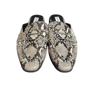 Steve Madden Snakeskin PU Leather Slip-on Kendle Mule Flat Taupe‎ Tan Size 7.5